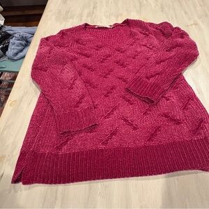 Soft Surroundings Trina Chenille Sweater in Pink Size S V-Neck